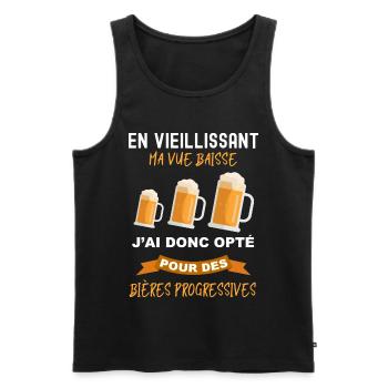 Bieres progressives citation drole homme - Débardeur bio Premium Homme - noir - Devant - Michal (187cm)