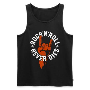 Rock n Roll never Dies Rock Heavy Metal Music - Men's Premium Organic Tank Top - black - Front - AI Model Male 178 light (178cm)