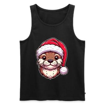 Christmas Otter Magic - Festive Design - Men's Premium Organic Tank Top - black - Front - AI Model Male 178 light (178cm)