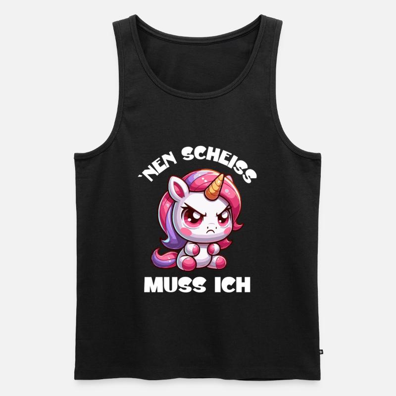 Wütendes Einhorn Chibi Motiv - Männer Premium Bio Tank Top - Schwarz