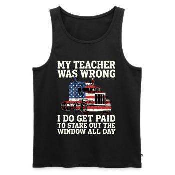 Trucker Patriotic US Semi Truck Driver - Men's Premium Organic Tank Top - black - Front - Michal (187cm)