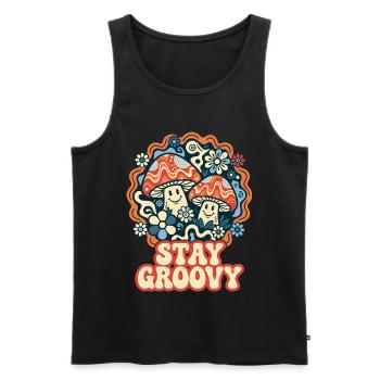 Stay Groovy Retro Pilze - Männer Premium Bio Tank Top - Schwarz - Vorne - Michal (187cm)