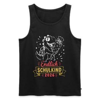 Endlich Schulkind 2026 Dino - Männer Premium Bio Tank Top - Schwarz - Vorne - Michal (187cm)