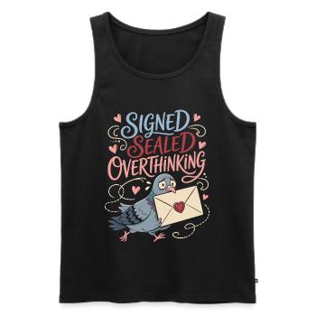 Signé Sealed Overthinking Dove - Débardeur bio Premium Homme - noir - Devant - Michal (187cm)