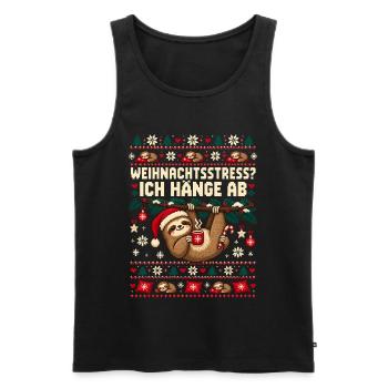 Faultier - Weihnachtsstress Ich hänge ab - Männer Premium Bio Tank Top - Schwarz - Vorne - Michal (187cm)