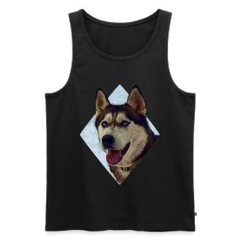 Husky - Men's Premium Organic Tank Top - black - Front - AI Model Male 178 light (178cm)