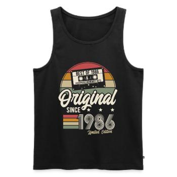 Original depuis 1986 Vintage Retro Anniversaire - Débardeur bio Premium Homme - noir - Devant - Michal (187cm)