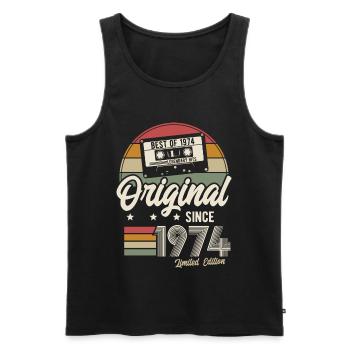 Original depuis 1974 Vintage Retro Anniversaire - Débardeur bio Premium Homme - noir - Devant - Michal (187cm)