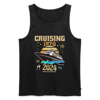 Kreuzfahrt ins Jahr 2024 Neujahr - Männer Premium Bio Tank Top - Schwarz - Vorne - Michal (187cm)