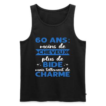 60 ans humour cadeau 60 ème anniversaire homme - Débardeur bio Premium Homme - noir - Devant - Michal (187cm)