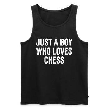 Juste un garçon qui aime le joueur d’échecs - Débardeur bio Premium Homme - noir - Devant - Michal (187cm)