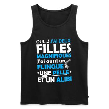 Tshirt pour Papa - J'ai deux Filles Magnifiques - Débardeur bio Premium Homme - noir - Devant - Michal (187cm)