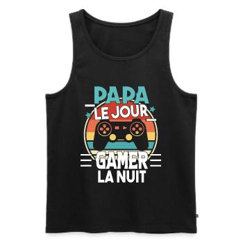 Papa Gamer Cadeau Humour Fête des Pères Geek - Débardeur bio Premium Homme - noir - Devant - Michal (187cm)