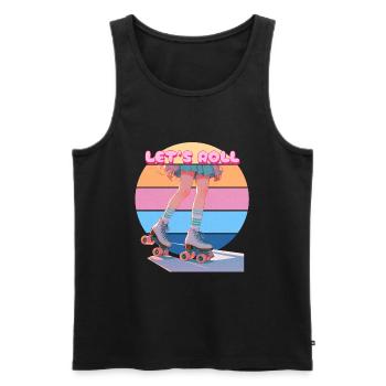 Let's Roll Retro Sunset Rollerskating Girl - Men's Premium Organic Tank Top - black - Front - AI Model Male 178 light (178cm)