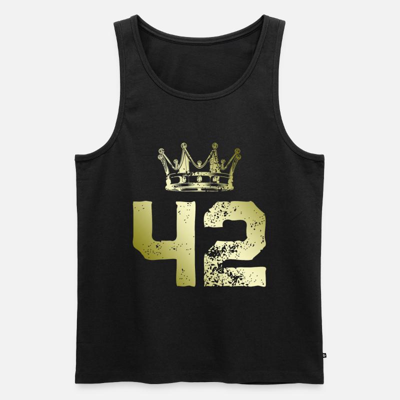 42 Zahl Krone - Männer Premium Bio Tank Top - Schwarz