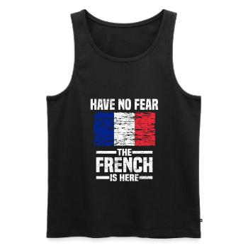 France Français Français cadeau - Débardeur bio Premium Homme - noir - Devant - Michal (187cm)