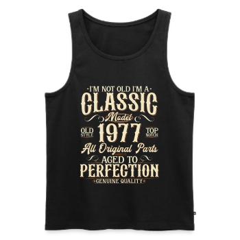 Born in 1977 Vintage Vintage Birthday Gift - Men's Premium Organic Tank Top - black - Front - AI Model Male 178 light (178cm)