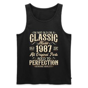 1987 Jahrgang geboren Vintage Geburtstag Geschenk - Männer Premium Bio Tank Top - Schwarz - Vorne - Michal (187cm)