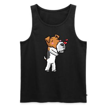 Foxterrier Drahthaar Hund Küsse Emoticon - Männer Premium Bio Tank Top - Schwarz - Vorne - AI Model Male 178 light (178cm)