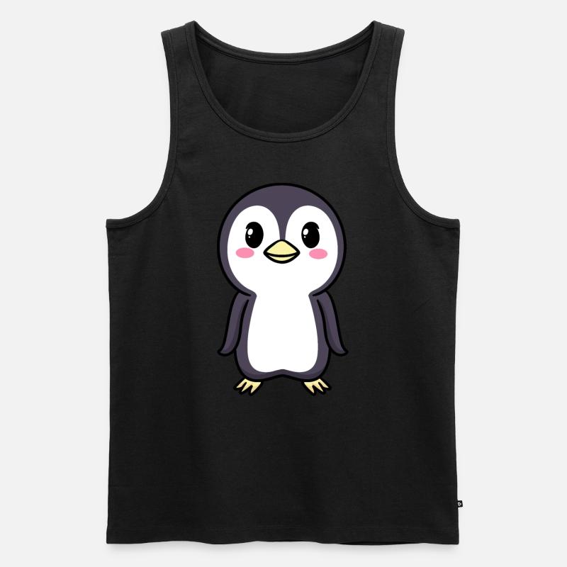 Pinguin Chibi Kawaii Emoticon - Männer Premium Bio Tank Top - Schwarz