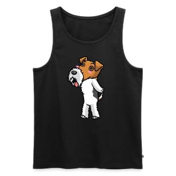 Foxterrier Drahthaar Hund Emoticon - Männer Premium Bio Tank Top - Schwarz - Vorne - AI Model Male 178 light (178cm)