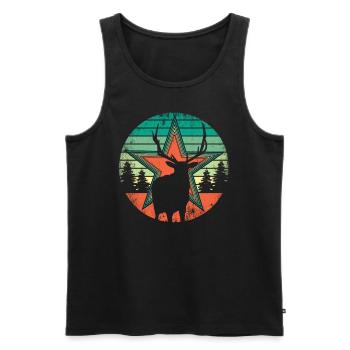 Retro Hirsch Vintage Jäger Elch Jagd Berufsjäger - Männer Premium Bio Tank Top - Schwarz - Vorne - AI Model Male 178 light (178cm)