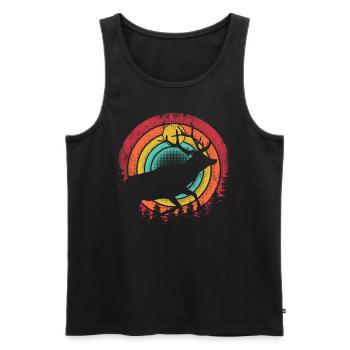 Retro Hirsch Vintage Jäger Elch Jagd Berufsjäger - Männer Premium Bio Tank Top - Schwarz - Vorne - AI Model Male 178 light (178cm)