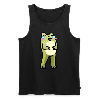 Cottagecore Kawaii Frosch Lachendes Emoticon - Männer Premium Bio Tank Top - Schwarz - Vorne - Michal (187cm)
