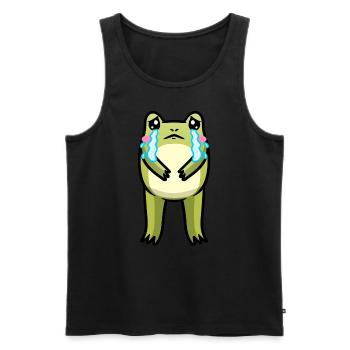 Cottagecore Kawaii Frosch Traurig Weinen Emoticon - Männer Premium Bio Tank Top - Schwarz - Vorne - Michal (187cm)
