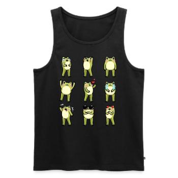 Cottagecore Kawaii Frosch Emoticons - Männer Premium Bio Tank Top - Schwarz - Vorne - Michal (187cm)