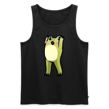 Cottagecore Kawaii Frosch Emoticon - Männer Premium Bio Tank Top - Schwarz - Vorne - Michal (187cm)