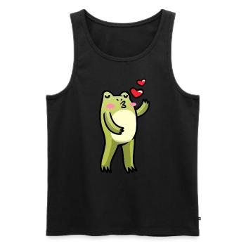 Cottagecore Kawaii Froschküsse Emoticon - Männer Premium Bio Tank Top - Schwarz - Vorne - Michal (187cm)