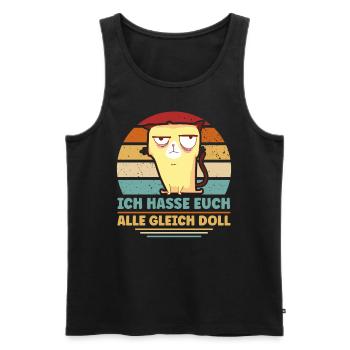 Retro Lustig Katze Katzenliebhaber Ironischer - Männer Premium Bio Tank Top - Schwarz - Vorne - Michal (187cm)