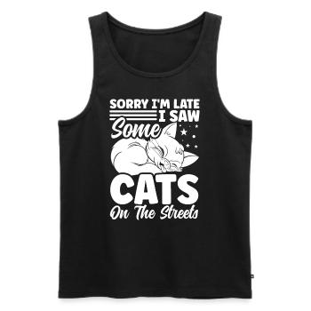 Chats amoureux des chats chats dans la rue - Débardeur bio Premium Homme - noir - Devant - AI Model Male 178 light (178cm)