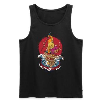 Kawaii Cat Ramen Noodles Samurai Japanese - Men's Premium Organic Tank Top - black - Front - AI Model Male 178 light (178cm)