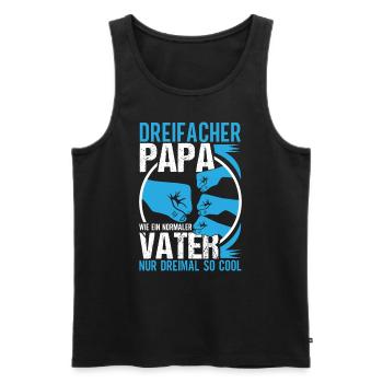 Vatertag Dreifacher Vater Papa hoch 3 Kinder - Männer Premium Bio Tank Top - Schwarz - Vorne - Michal (187cm)