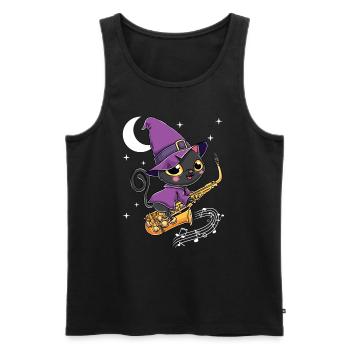 Saxophon Halloween Hexe Kawaii Scary Schwarze - Männer Premium Bio Tank Top - Schwarz - Vorne - Michal (187cm)