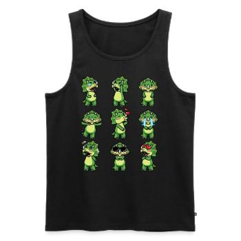 Triceratops Kawaii Dinosaure Emoticon Drôle - Débardeur bio Premium Homme - noir - Devant - AI Model Male 178 light (178cm)
