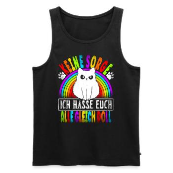 Katze Katzenliebhaber Sarkasmus Ich Hasse Euch - Männer Premium Bio Tank Top - Schwarz - Vorne - Michal (187cm)