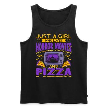 Just A Girl Who Loves Horror Movies And Pizza - Men's Premium Organic Tank Top - black - Front - Michal (187cm)