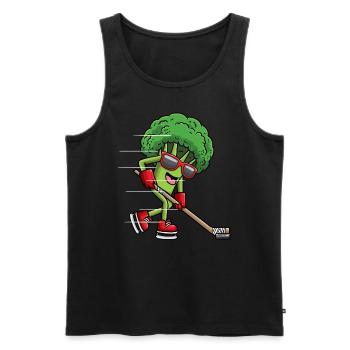 Broccoli Ice Hockey Player Vegan Lustig Hockey - Men's Premium Organic Tank Top - black - Front - AI Model Male 178 light (178cm)