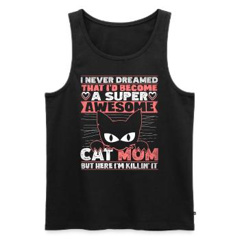 Propriétaire de chat Propriétaire de chat Maman de chat - Débardeur bio Premium Homme - noir - Devant - AI Model Male 178 light (178cm)