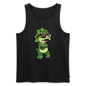 Tricératops Les dinosaures dansent avec des lunettes de soleil - Débardeur bio Premium Homme - noir - Devant - Michal (187cm)