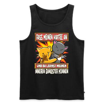 Lustig Katzen Kaffee Kaffeetrinker Sarkastisch - Männer Premium Bio Tank Top - Schwarz - Vorne - Michal (187cm)
