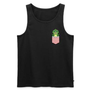 Tricératops Dinosaure en poche - Débardeur bio Premium Homme - noir - Devant - Michal (187cm)