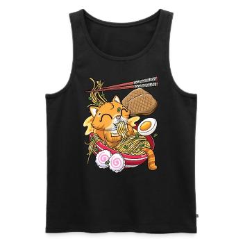 Kawaii Orange Cat Ramen Noodles Anime Lovers - Men's Premium Organic Tank Top - black - Front - Michal (187cm)