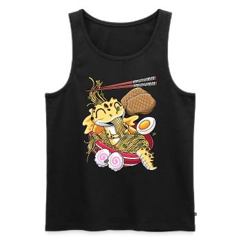 Kawaii Léopard Gecko Lézard Ramen - Débardeur bio Premium Homme - noir - Devant - Michal (187cm)