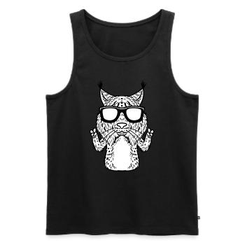 Luchse Luchs Katze Mit Sonnenbrille Lustig - Männer Premium Bio Tank Top - Schwarz - Vorne - AI Model Male 178 light (178cm)