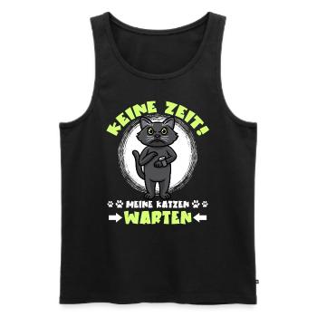 Schwarze Katze Keine Zeit Lustig - Männer Premium Bio Tank Top - Schwarz - Vorne - Michal (187cm)