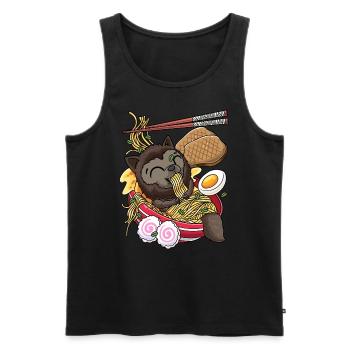 Kawaii Werewolf Ramen Halloween Noodles Anime - Men's Premium Organic Tank Top - black - Front - AI Model Male 178 light (178cm)